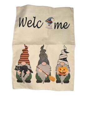 Halloween garden Flag ~ 12" x 18" ~ Halloween Garden Flag Gnomes ~ Double Sided
